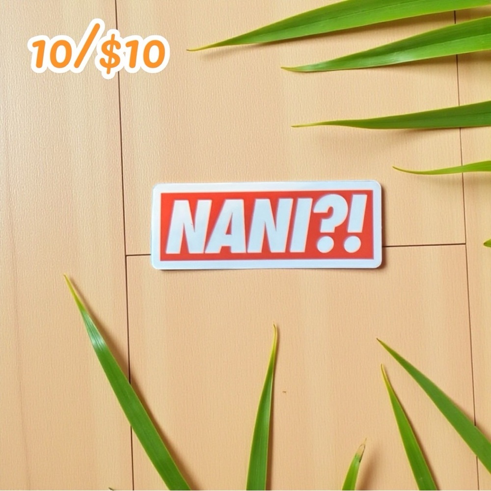 NANI?! Meme Sticker – Funny Anime Text Decal - Approximately 2 3/4”